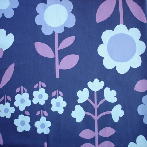 Retro Pop Flowers - Dark Blue