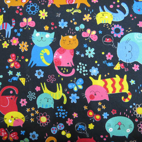 Colourful Cats Black